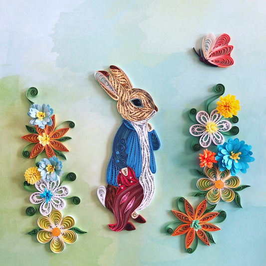 Nursery Decor Rabbit with Flowers - Custom Order