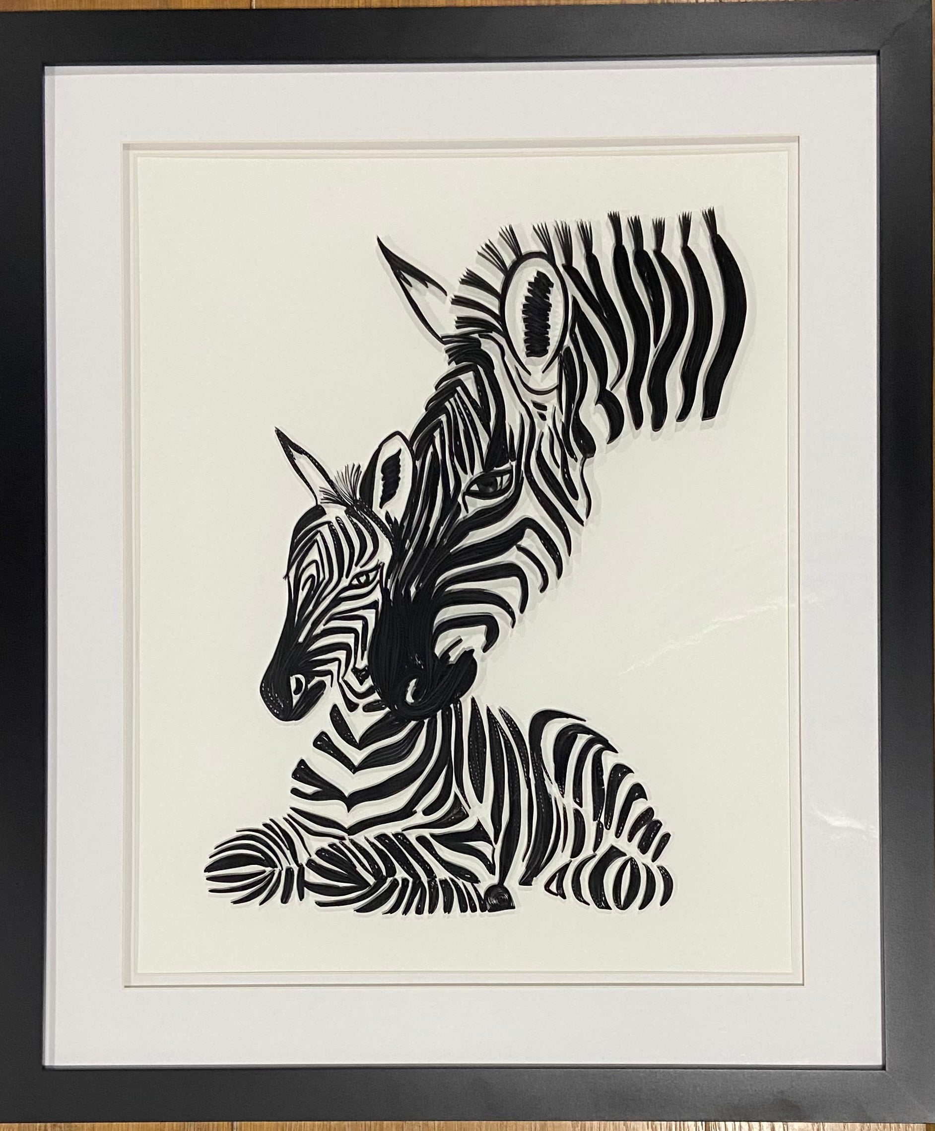 Baby Mama Zebras 20x24 Black Wall Art Nursery Decor Frame Just Quill It   IMG 6842 